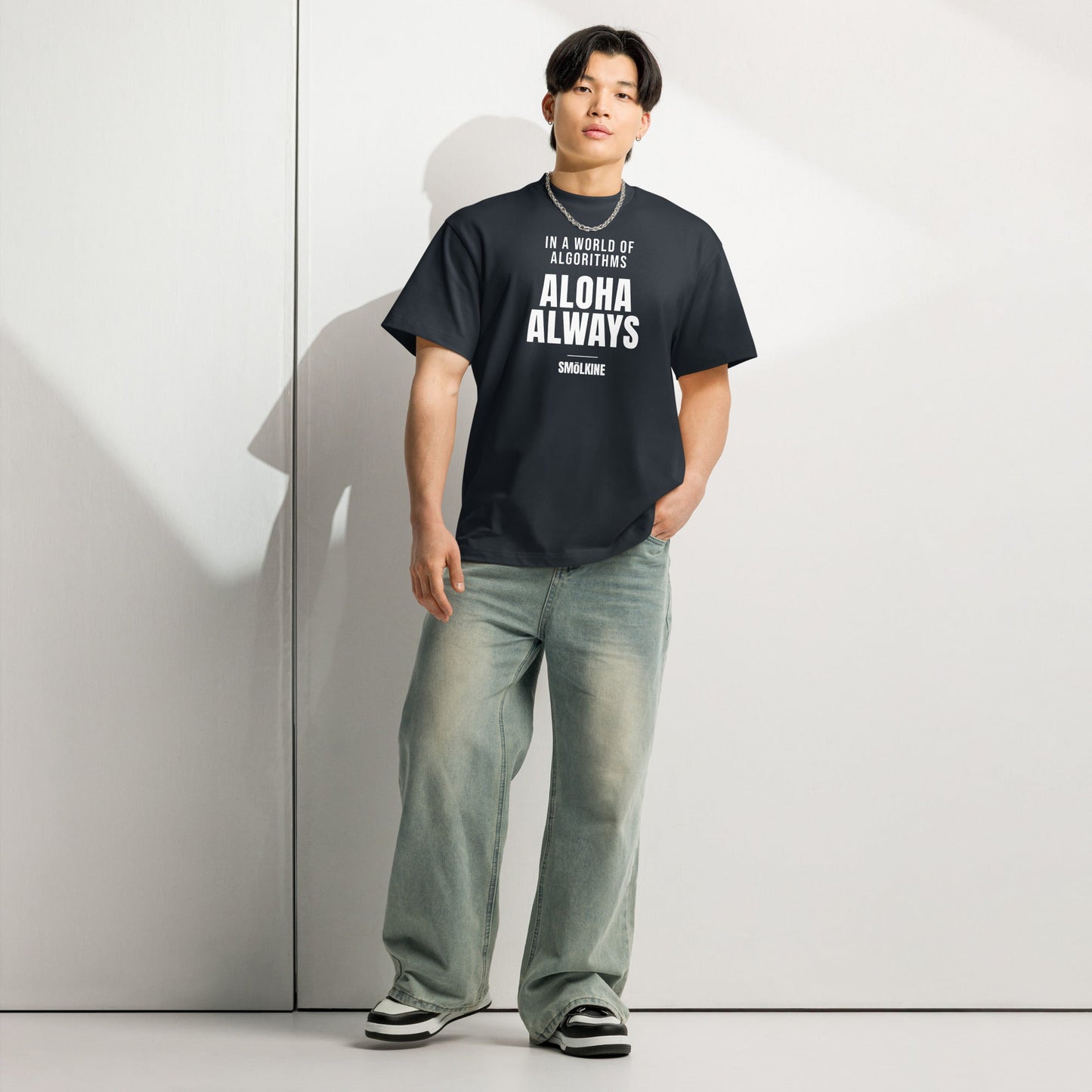 Aloha Always Box Tee in Navy Blazer, front view