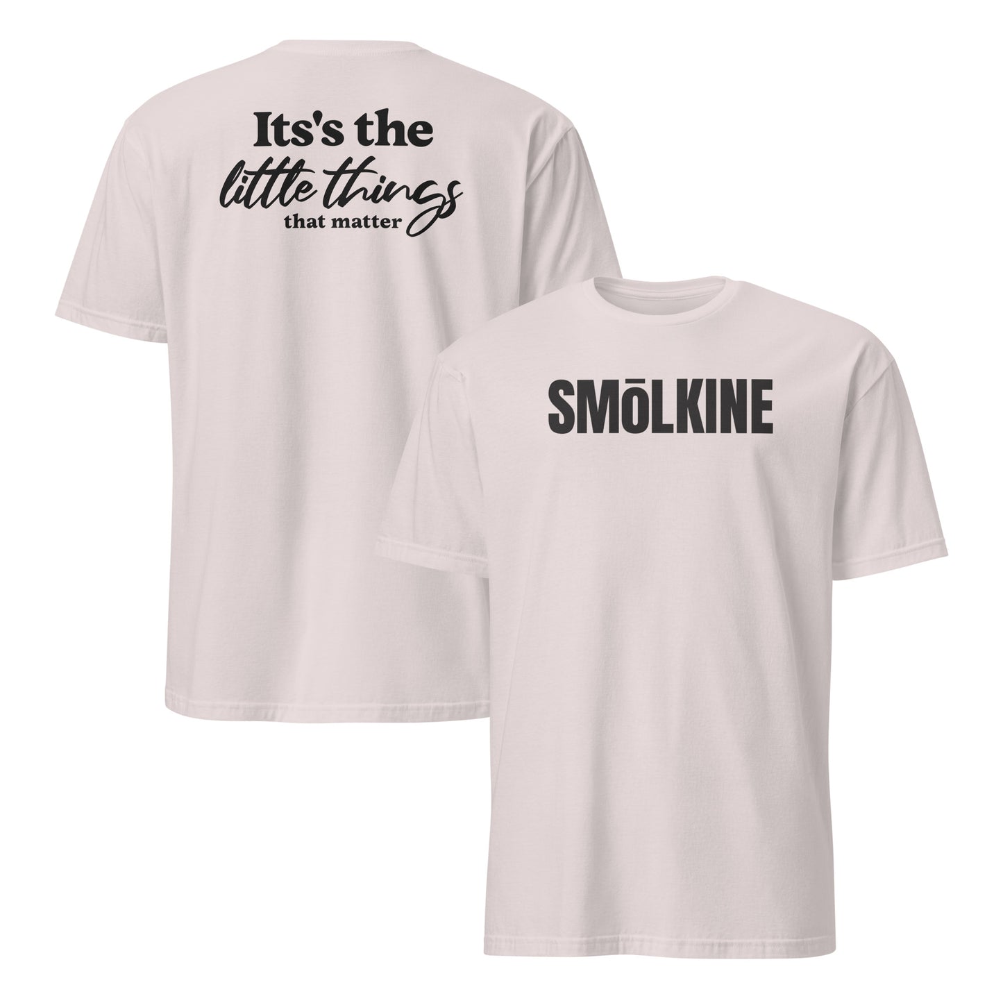 SMoLKINE Classic SK Tee in Ice Grey, front and back view