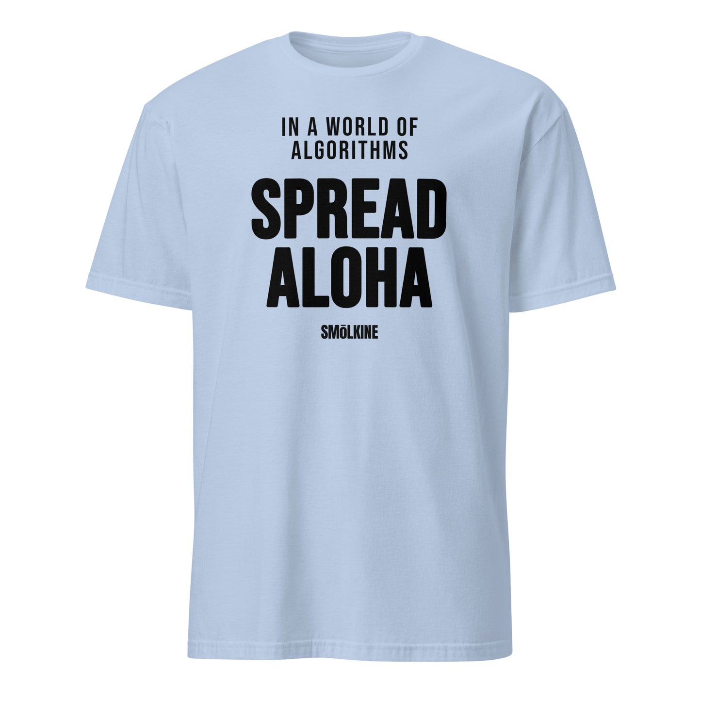 SMoLKINE Spread Aloha Tee in Light Blue, front view