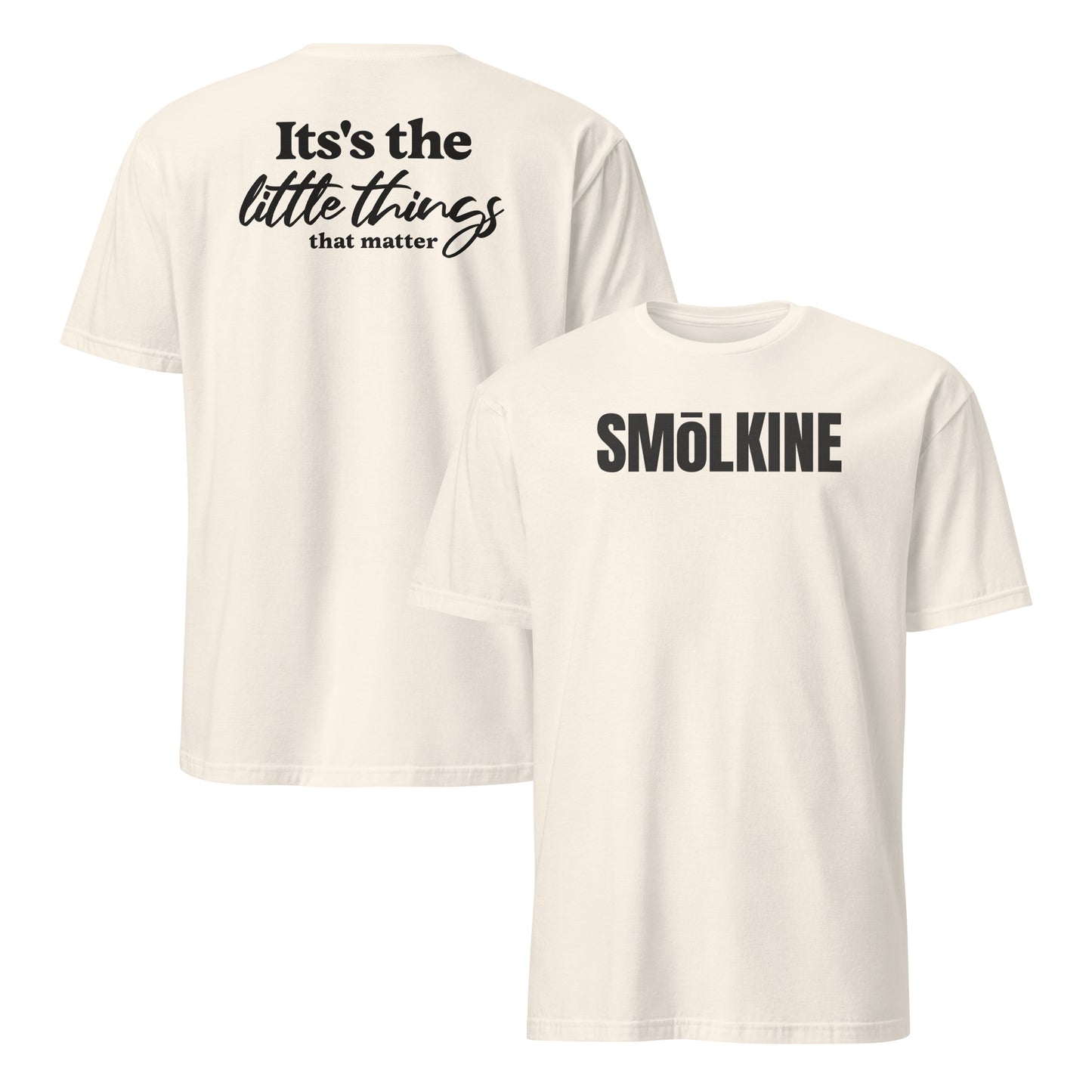 SMoLKINE Classic SK Tee in Natural, front and back view