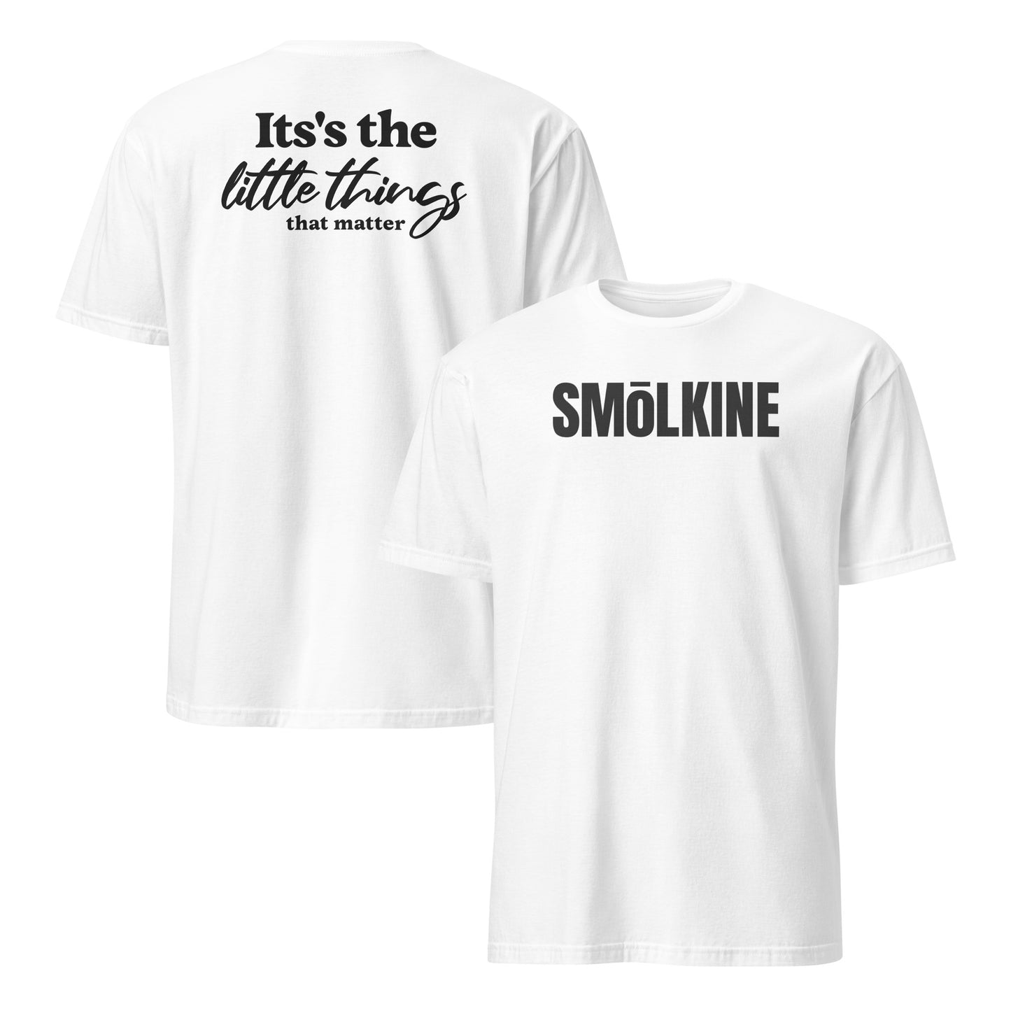 SMoLKINE Classic SK Tee in White, front and back view