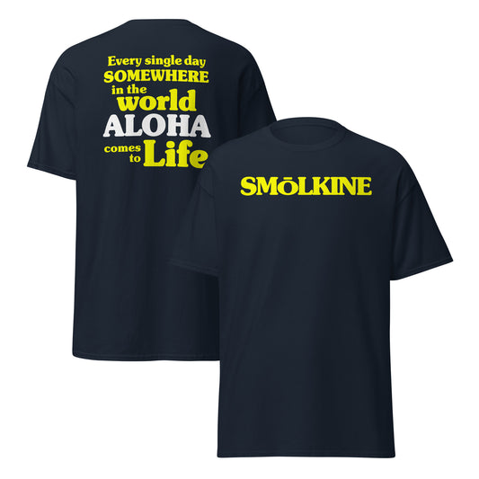 SMoLKINE Bento Tee in Navy, front and back view