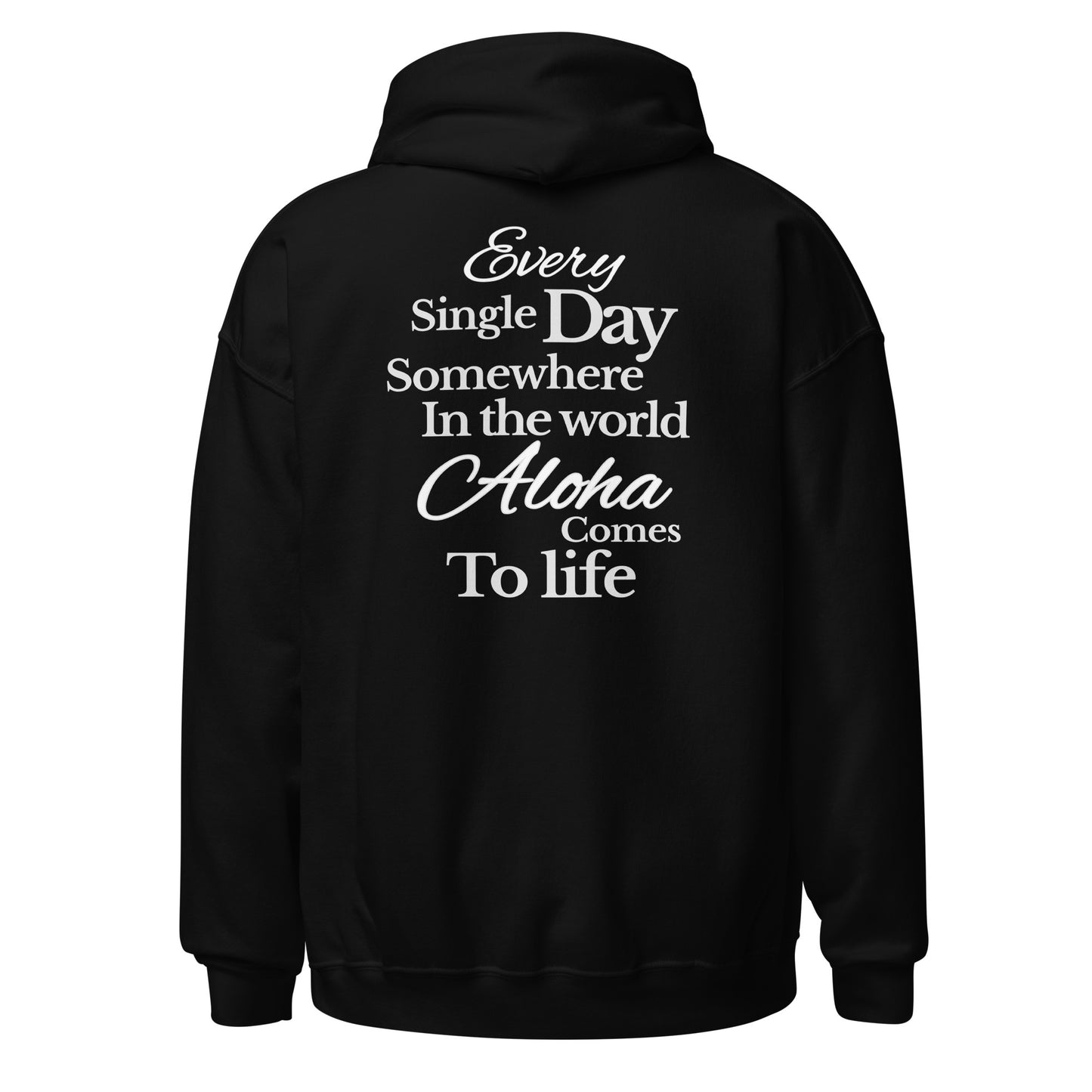 SMoLKINE Everyday Aloha Hoodie in Black, back view
