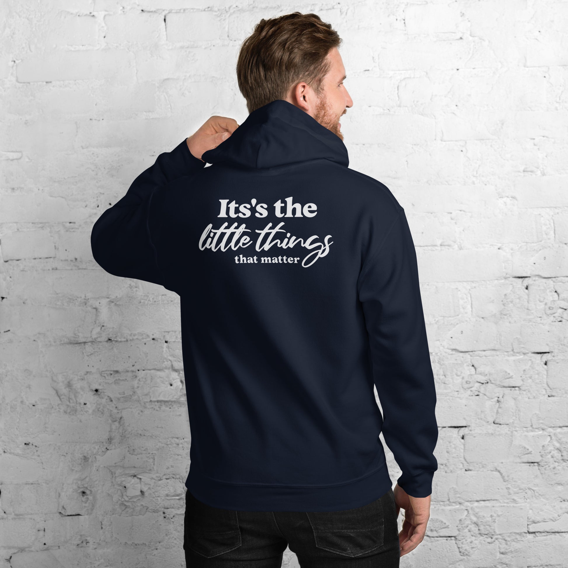 SMoLKINE The Little Things Hoodie in Navy, back view