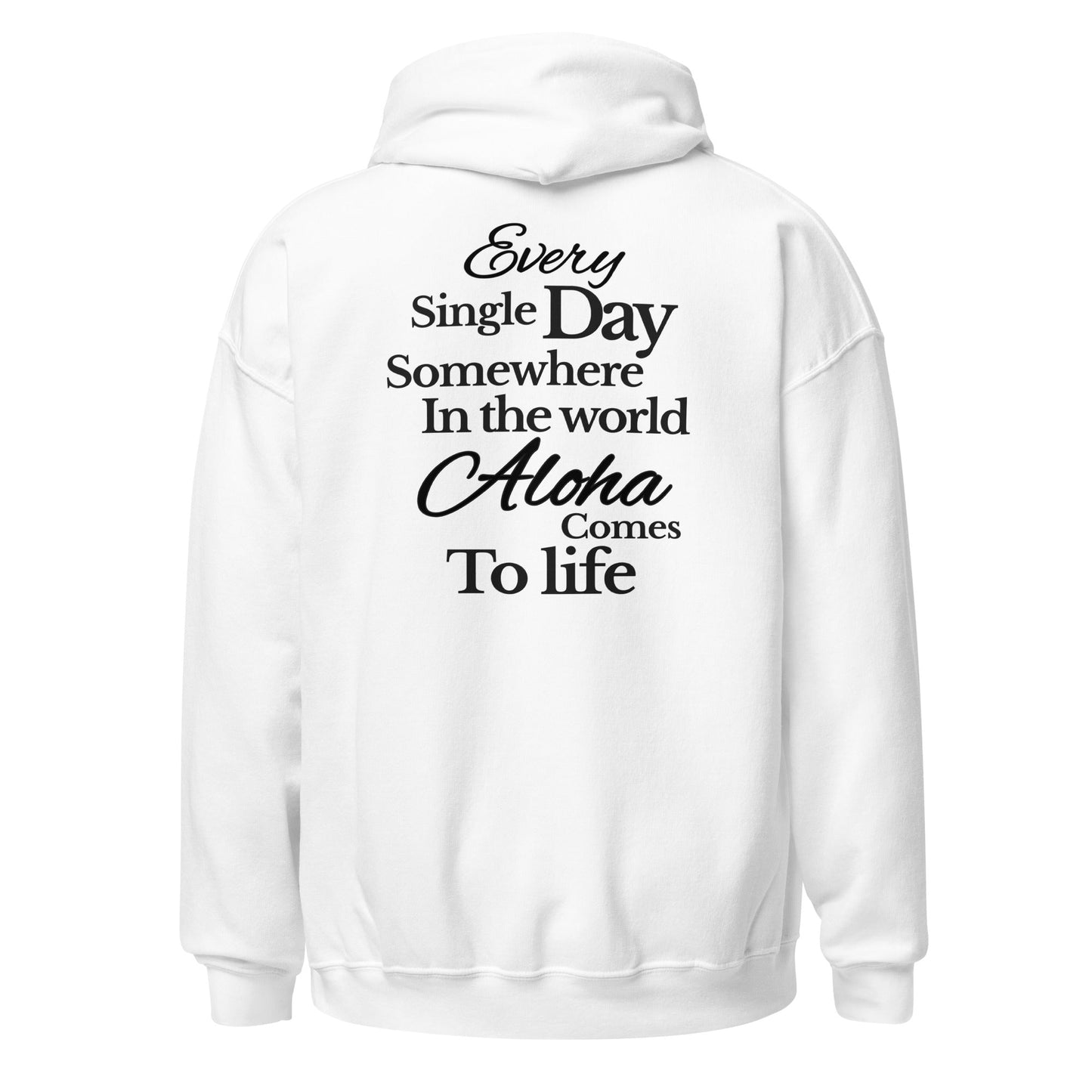 SMoLKINE Everyday Aloha Hoodie in White, back view