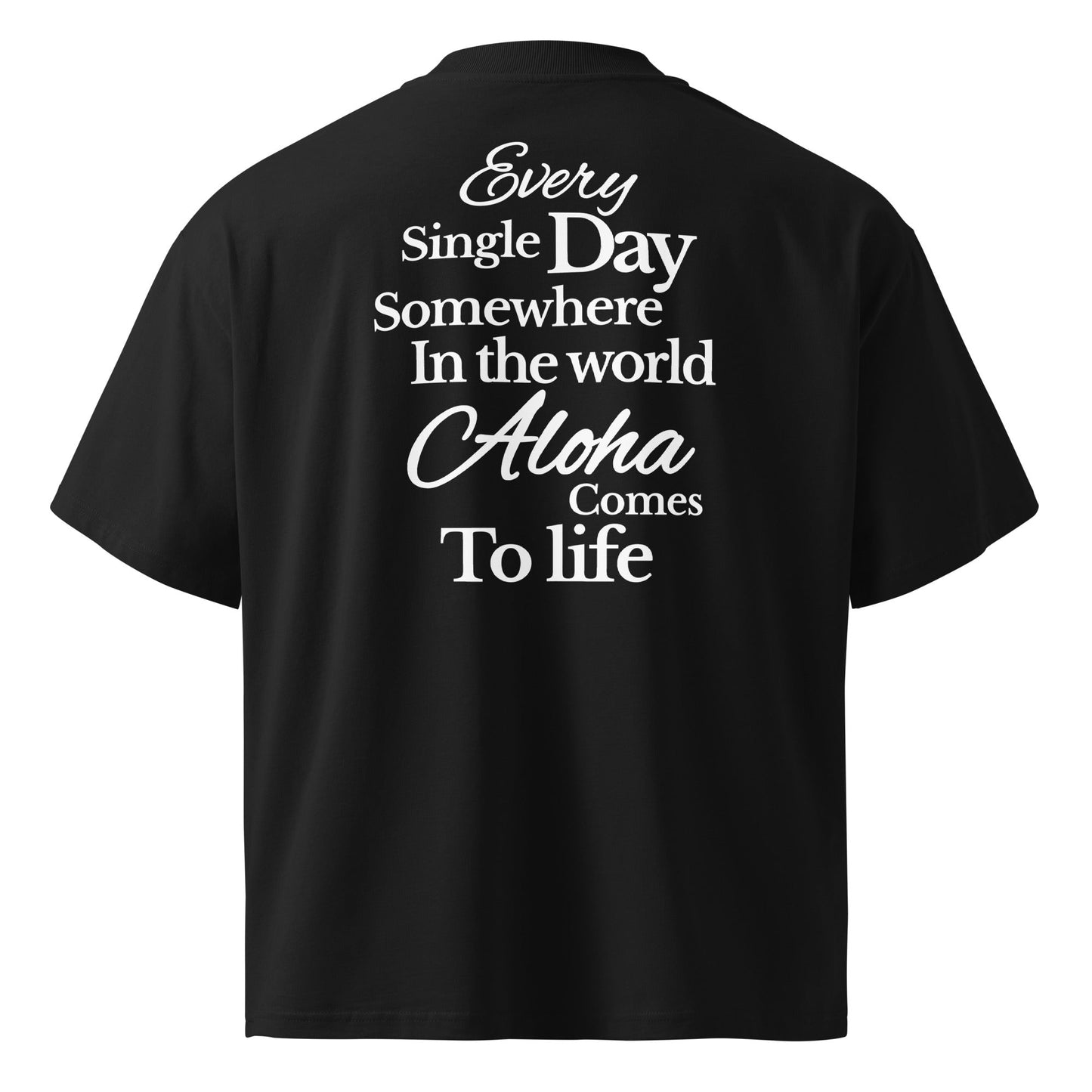 SMoLKINE Everyday Aloha Oversize Tee in Black, back view