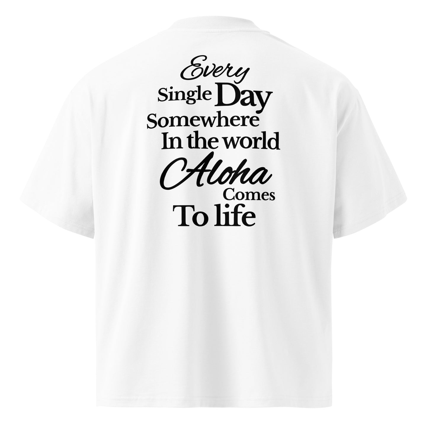 SMoLKINE Everyday Aloha Oversize Tee in White, back view
