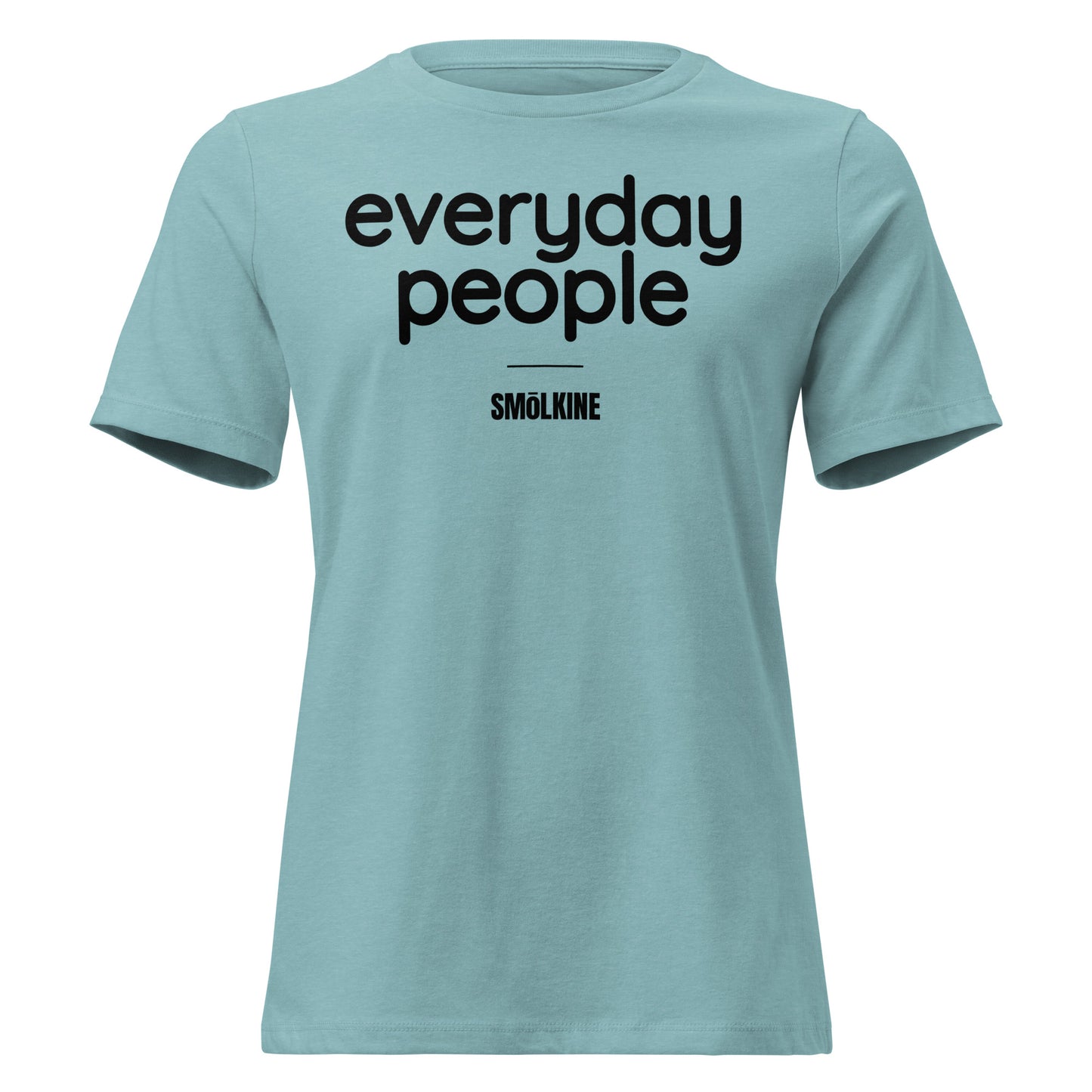 SMoLKINE Everyday People Women's Tee in Heather Blue Lagoon, front view