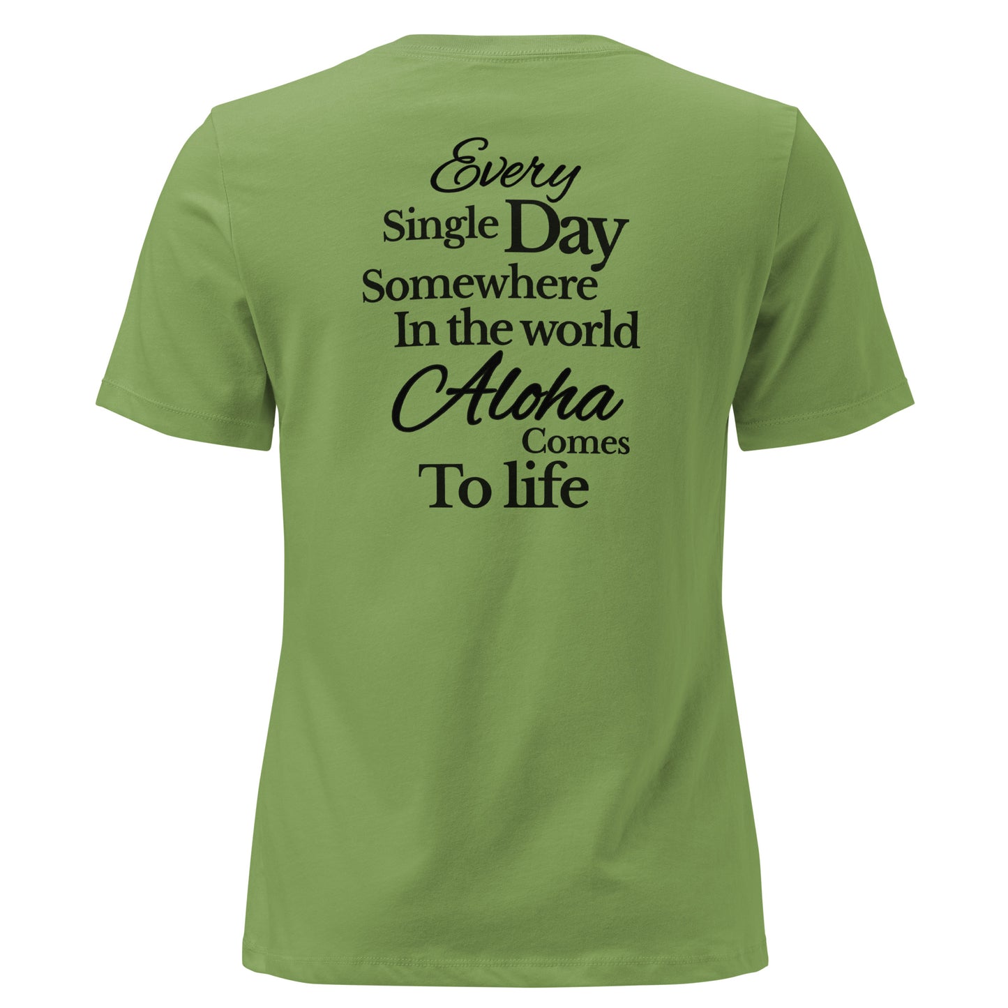 SMoLKINE Everyday Aloha Women's Tee in Leaf, back view