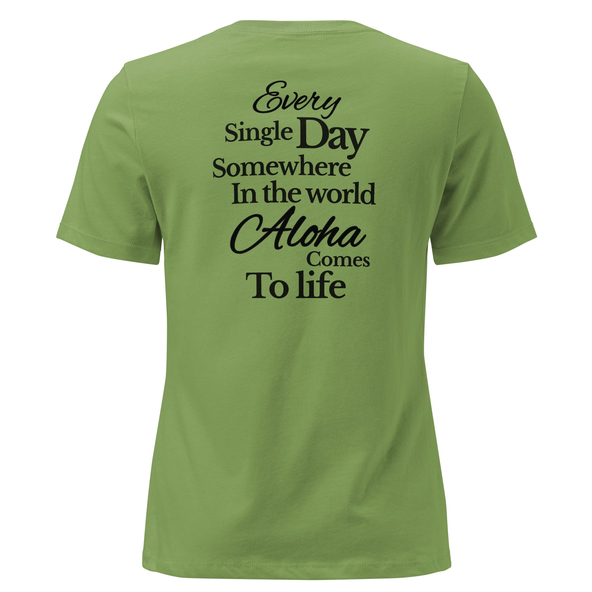 SMoLKINE Everyday Aloha Women's Tee in Leaf, back view