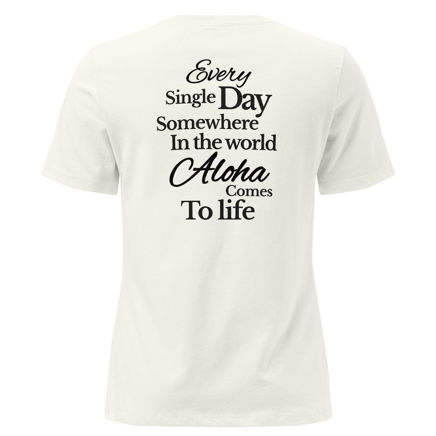 SMoLKINE Everyday Aloha Women's Tee in Vintage White, back view