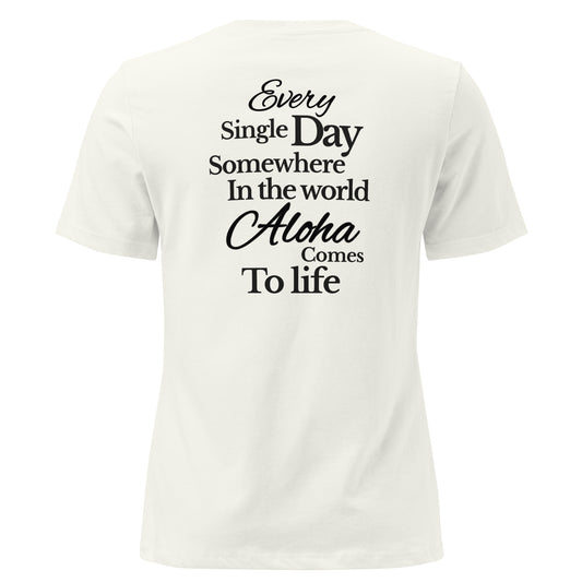 SMoLKINE Everyday Aloha Women's Tee in Vintage White, back view